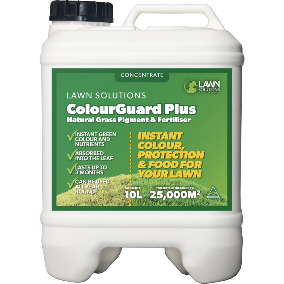 Lawn Solutions Australia ColourGuard PLUS 10L lawn colourant concentrate container