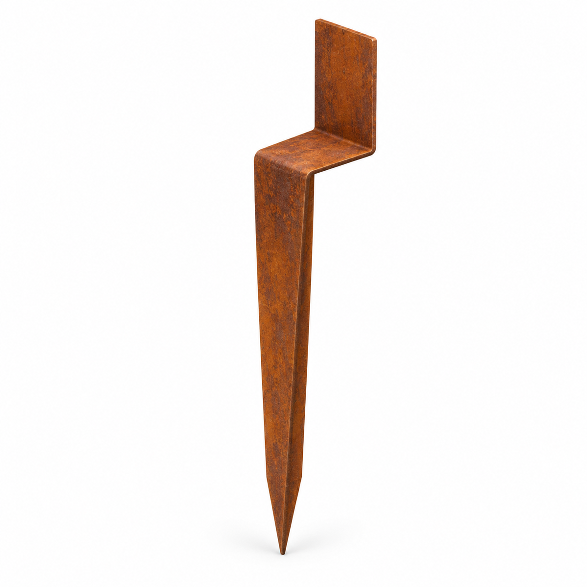Illustrative render of one Redcor angled garden edging stake on a white background