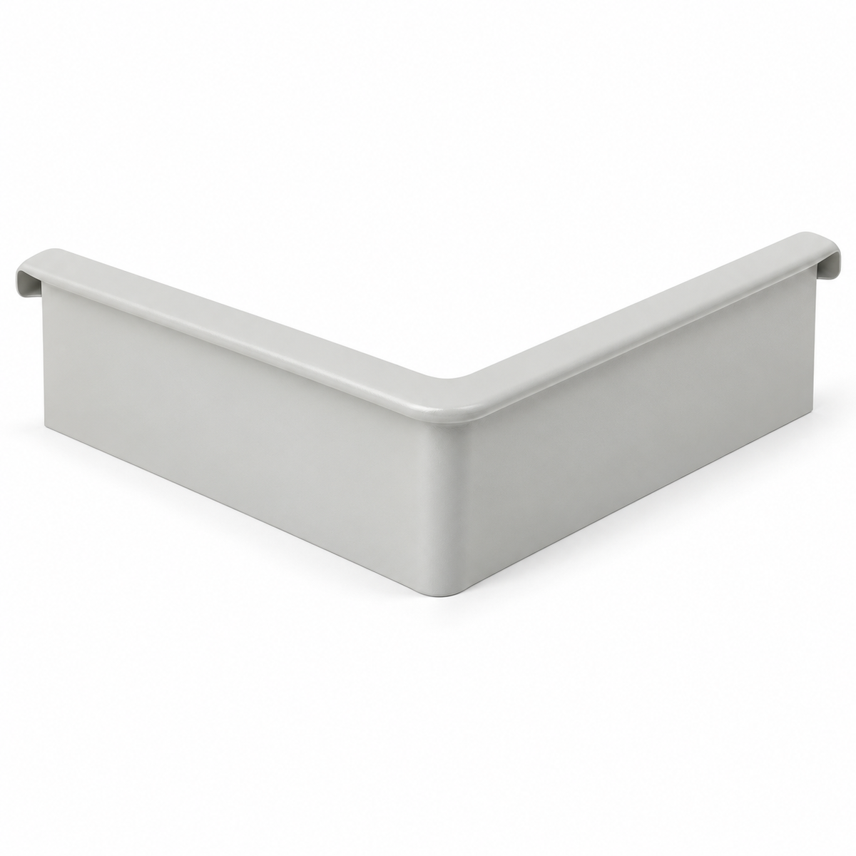 Illustrative render of one Surf Mist 90-degree garden edging lip-in corner on a white background