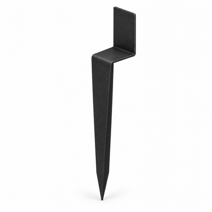 Illustrative render of one black 400 mm angled garden edging stake on a white background